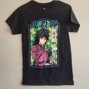Demon Slayer Shirt Youth XS Black Giyu Tomioka Anime Tee Japanese Graphic Manga